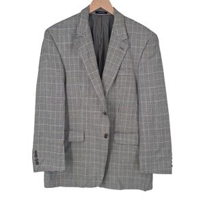 Chaps Houndstooth Blazer Silk Sport Coat Two‎ Button Jacket 40R